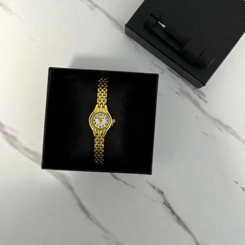 SKU:0089 cute vintage style mini gold/white watch bracelet‎ + in a gift box